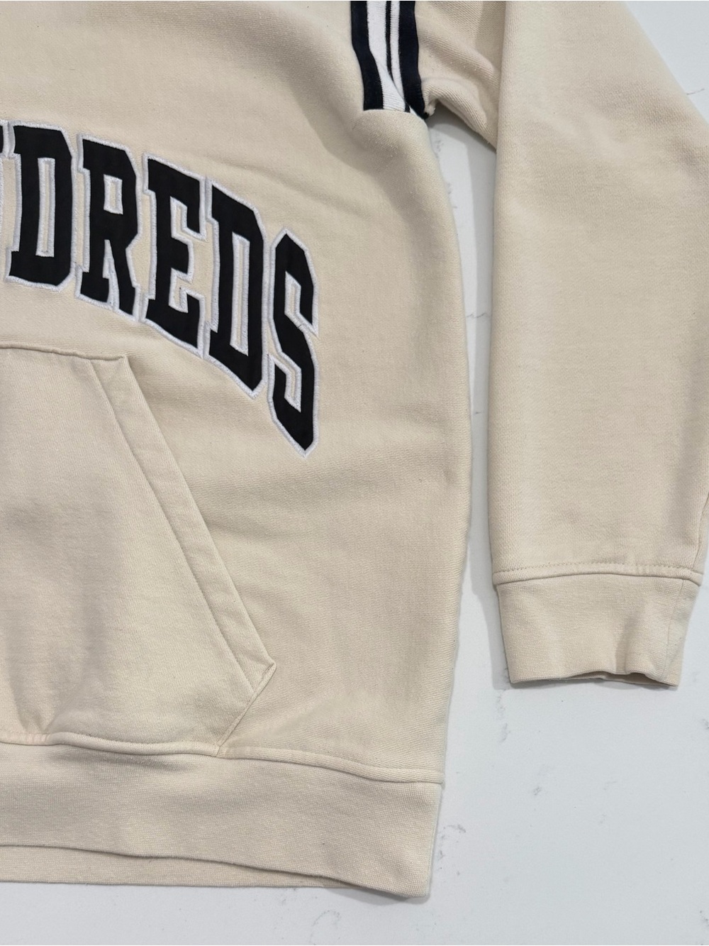 The Hundreds Hoodie Mens Large Cream Pullover Logo Embroidered Streetwear - Picture 5 of 9